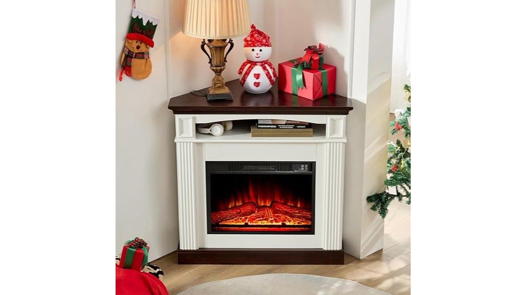 modern white corner fireplace
