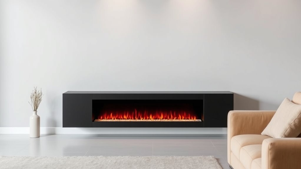 narrow media console fireplaces