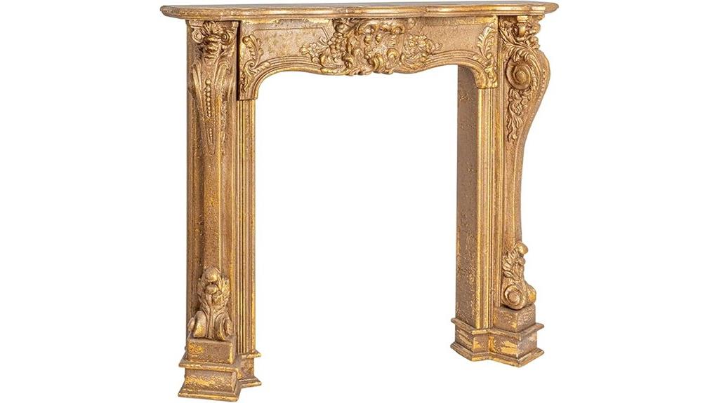 ornate gold fireplace mantel