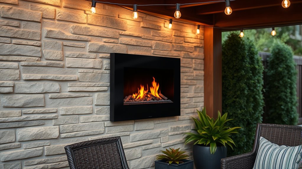 outdoor electric fireplace installation