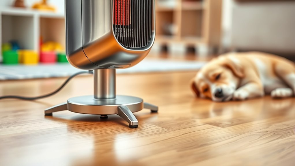 place heaters on stable surfaces