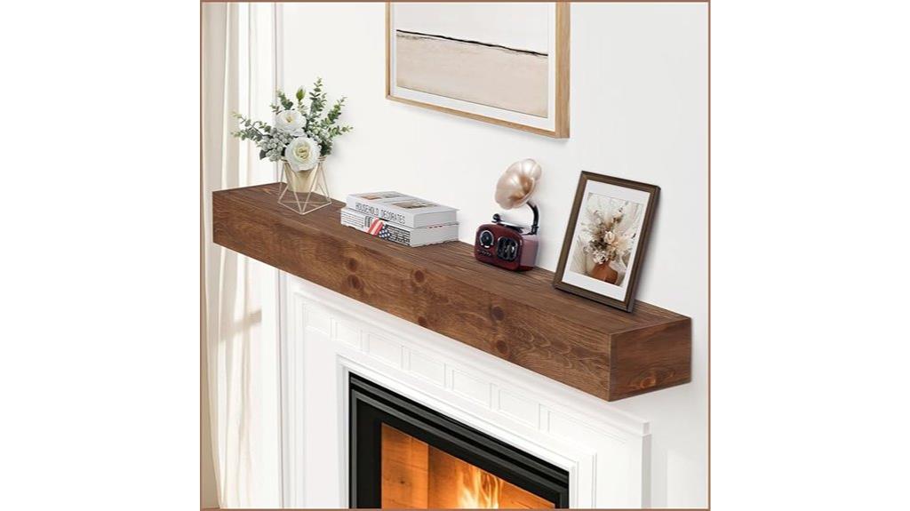 rustic 60 inch solid wood mantel