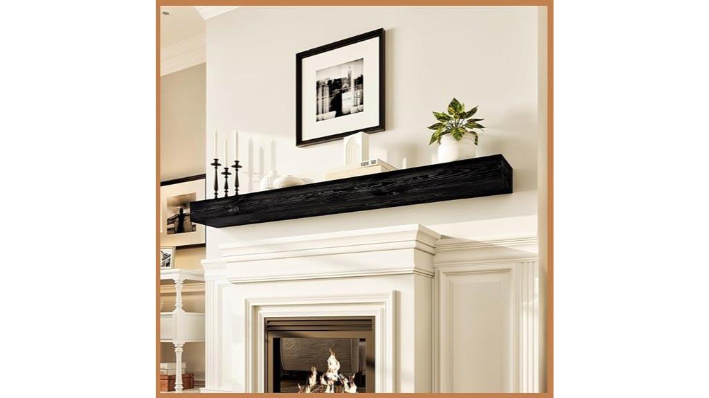 rustic 72 inch fireplace shelf