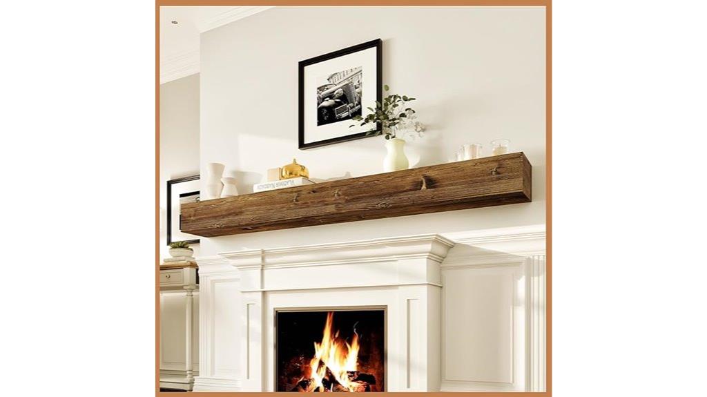 rustic 84 inch fireplace shelf
