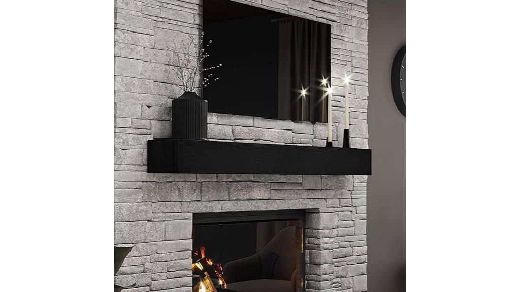 rustic wall mounted fireplace shelf