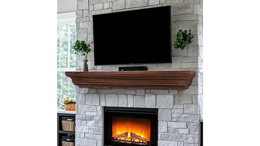 rustic wooden fireplace shelf