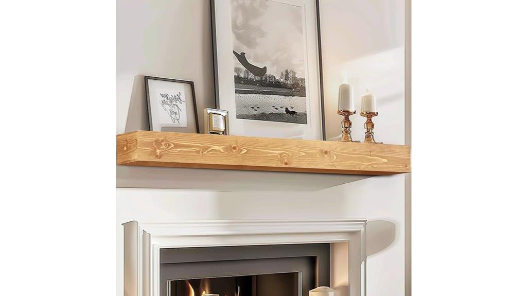 rustic wooden fireplace shelf