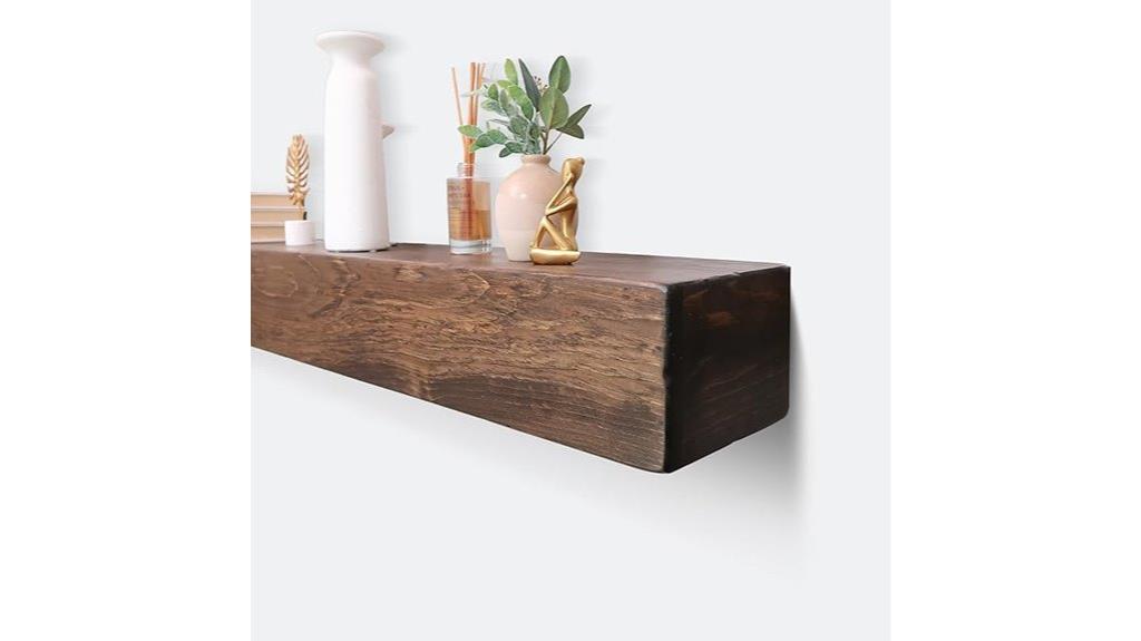 rustic wooden mantel shelf