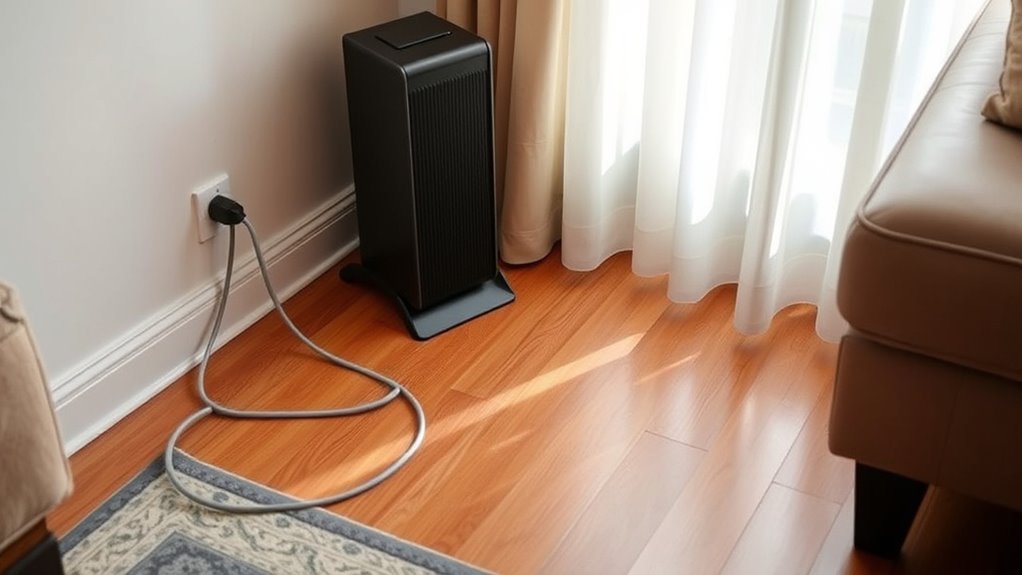 safe heater cord placement