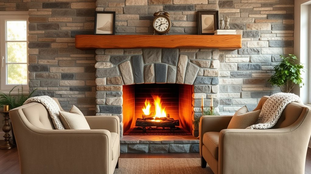 serene cozy fireplace mantels