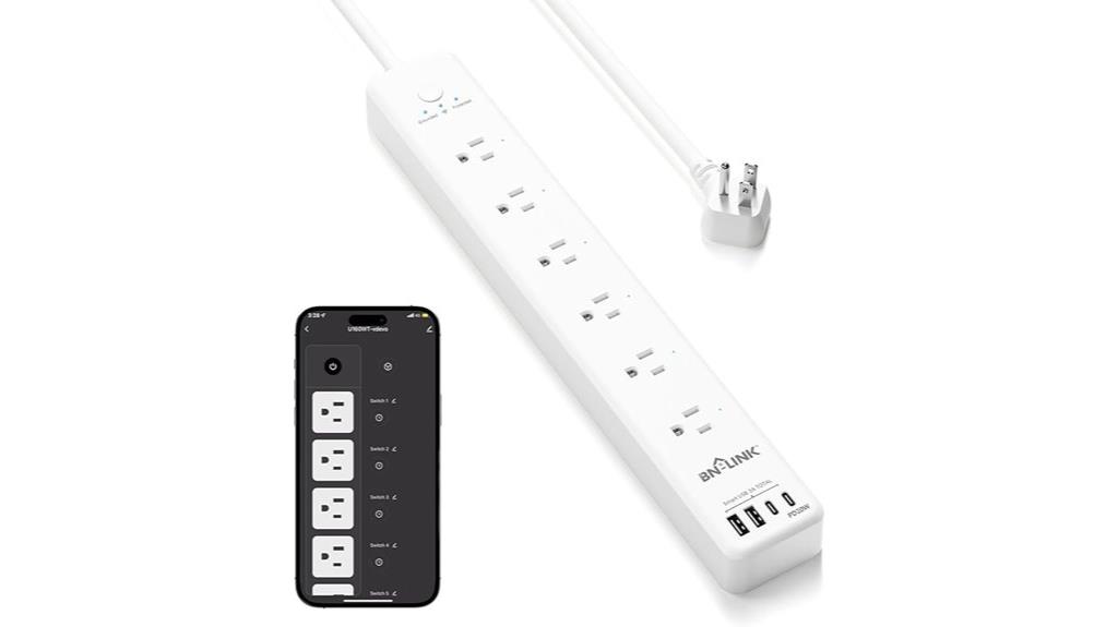 six outlet usb power strip