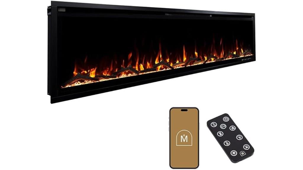 slim 72 inch electric fireplace