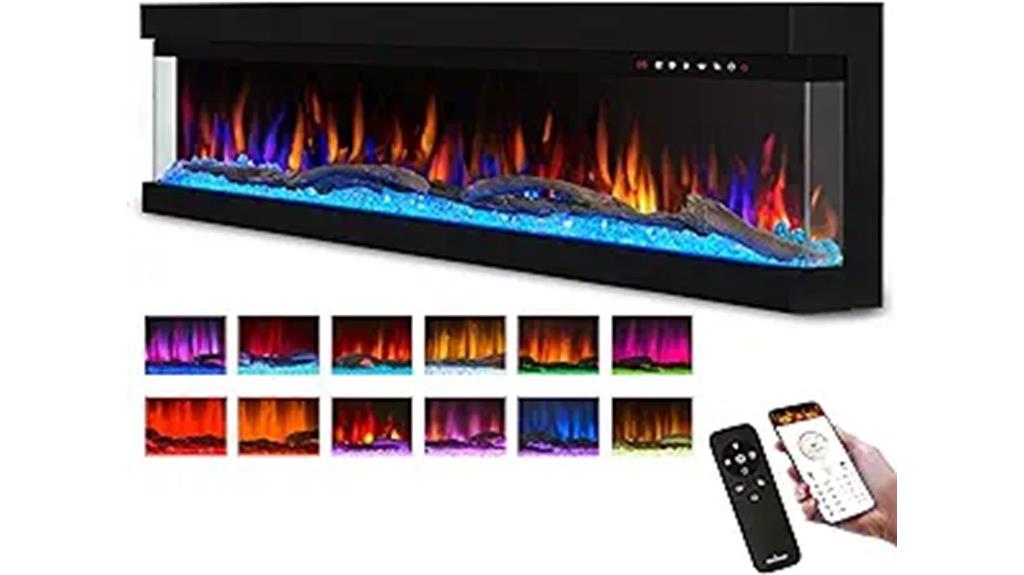 three sided glass fireplace