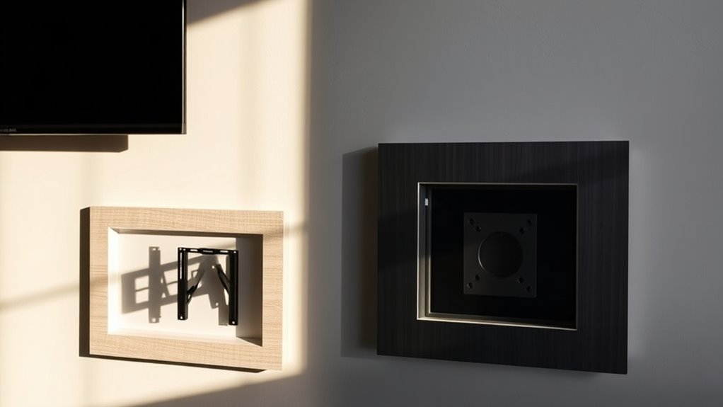 visible cluttered wall mounts