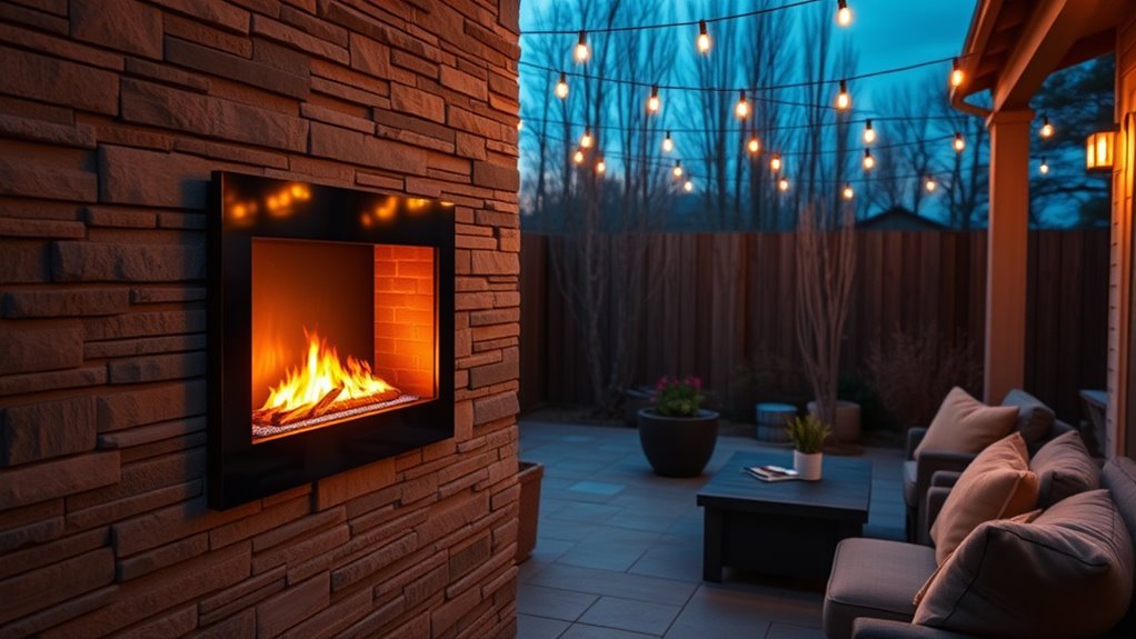 weatherproof outdoor electric fireplace