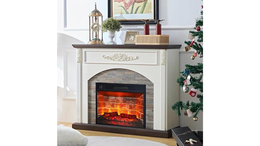white corner electric fireplace