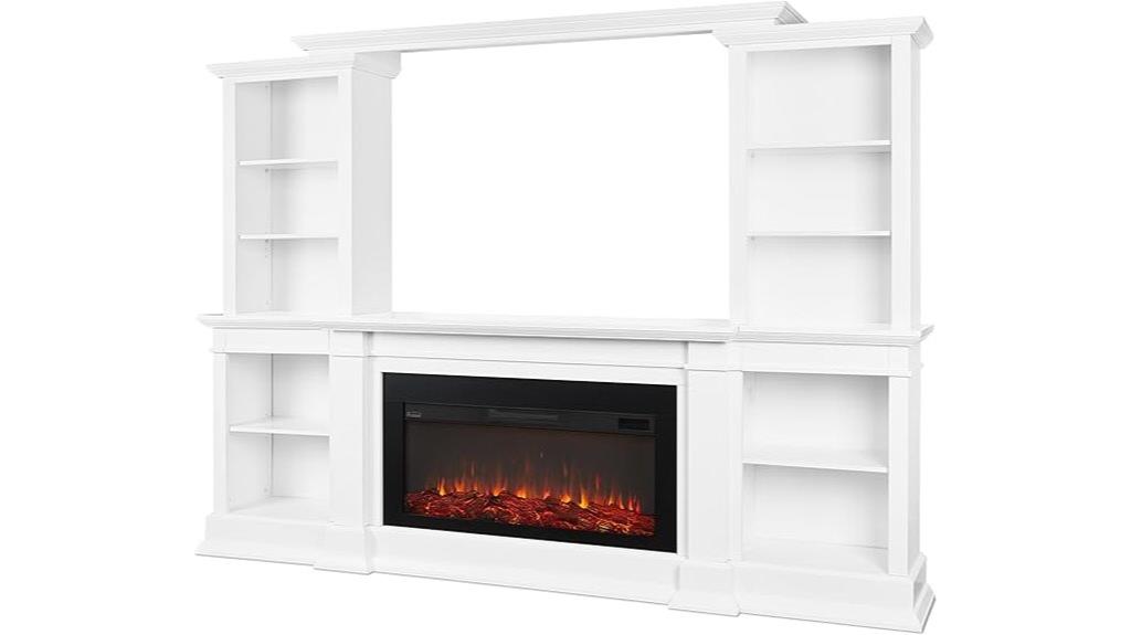 white electric media fireplace