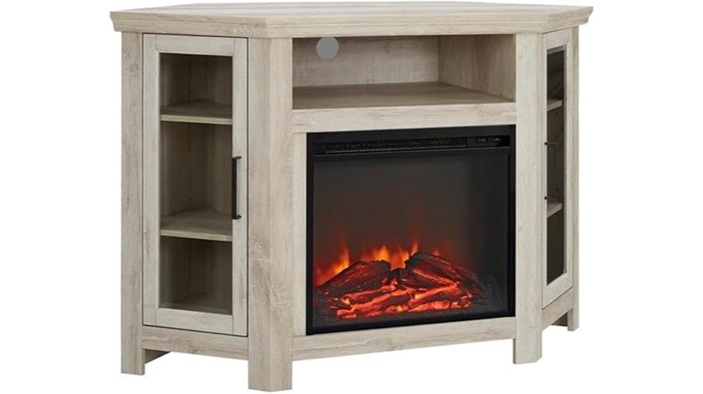white oak corner fireplace