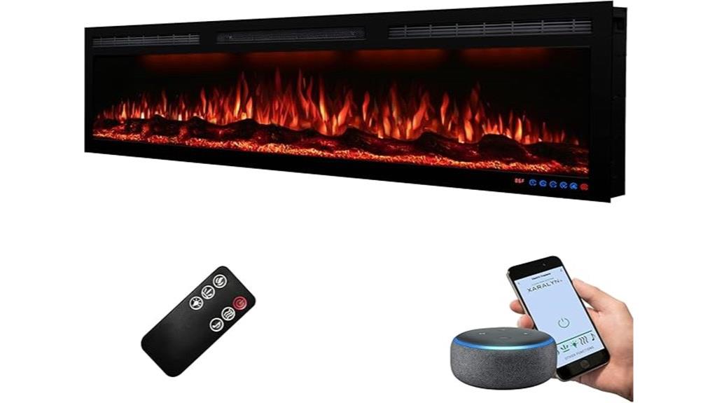 wifi controlled black electric fireplace