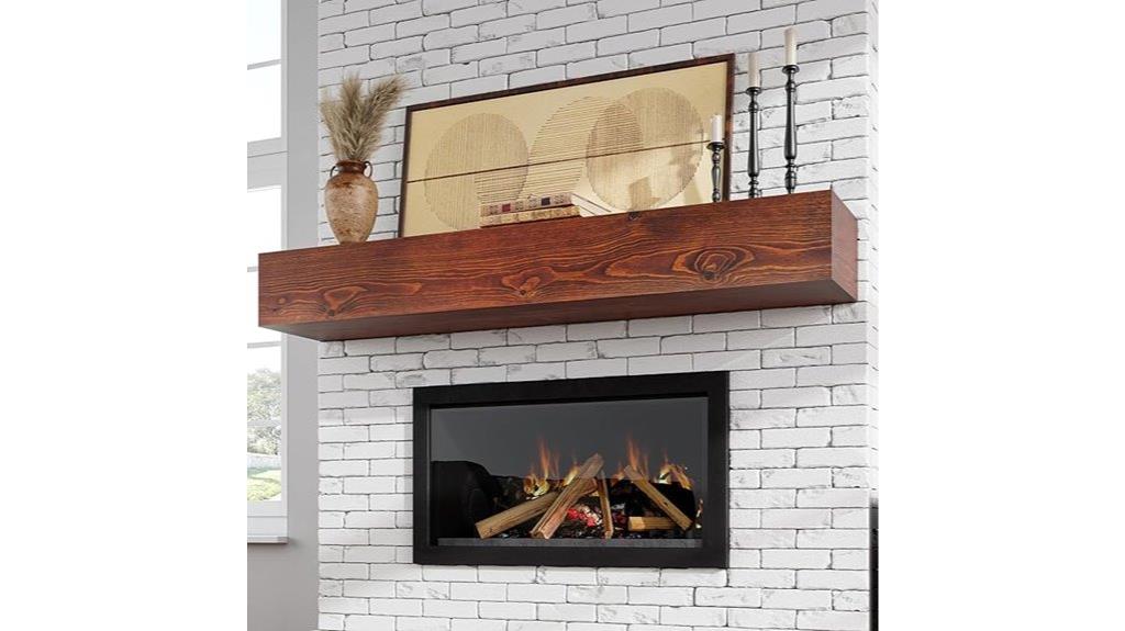 wooden floating mantel shelf