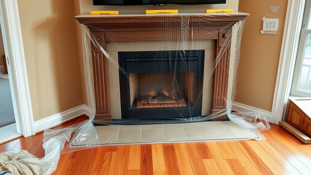 cover and safeguard fireplace