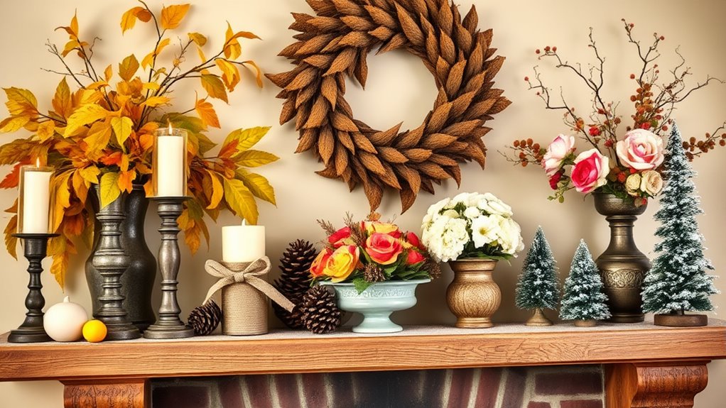 decorate mantel with seasonal accents