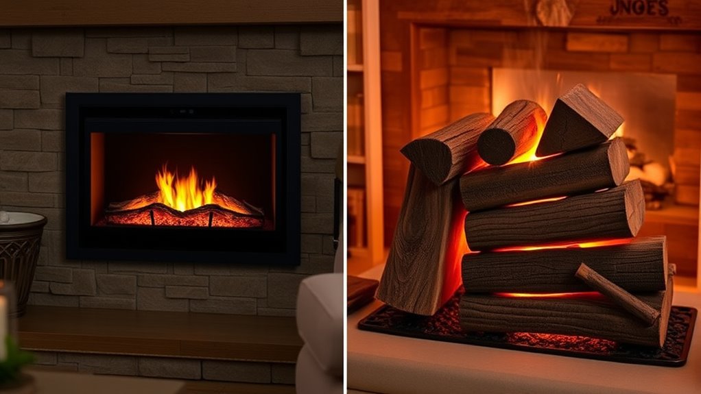 electric vs log fireplace options