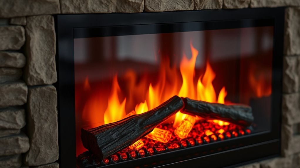 realistic cozy fireplace ambiance