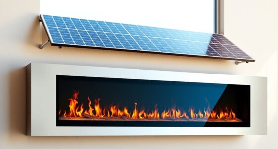 solar panels powering fireplaces