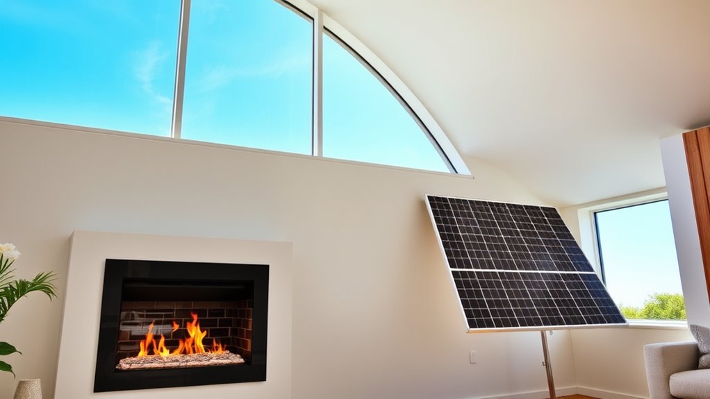 solar powered electric fireplace setup
