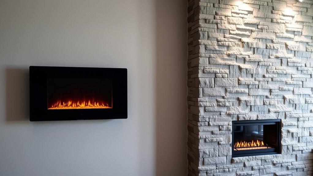 wall mounted vs recessed fireplaces