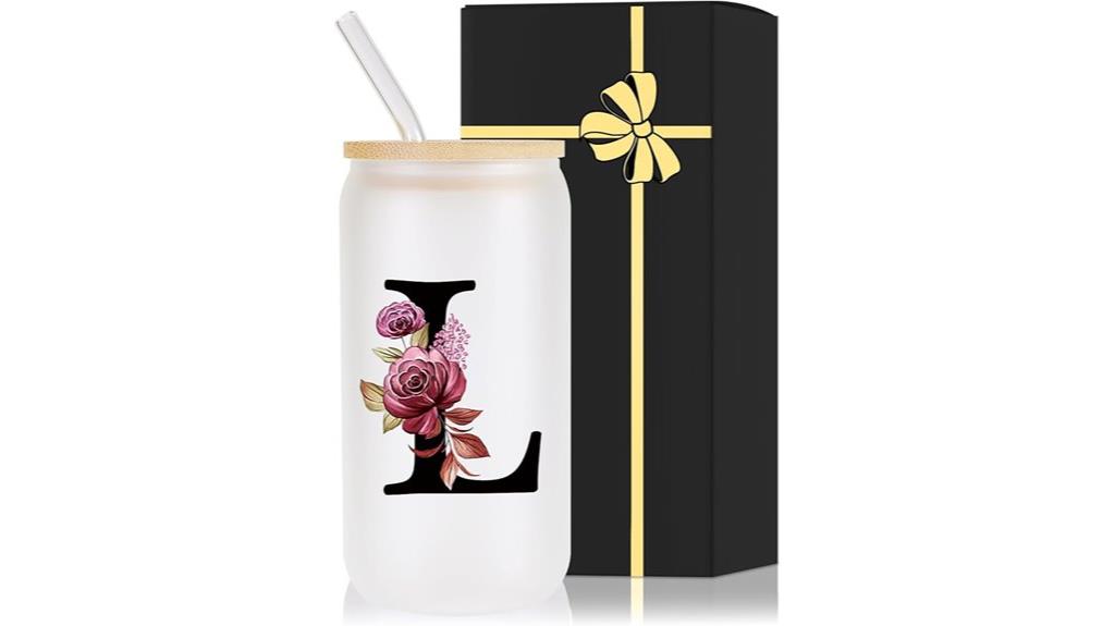 monogrammed glass drinking cup