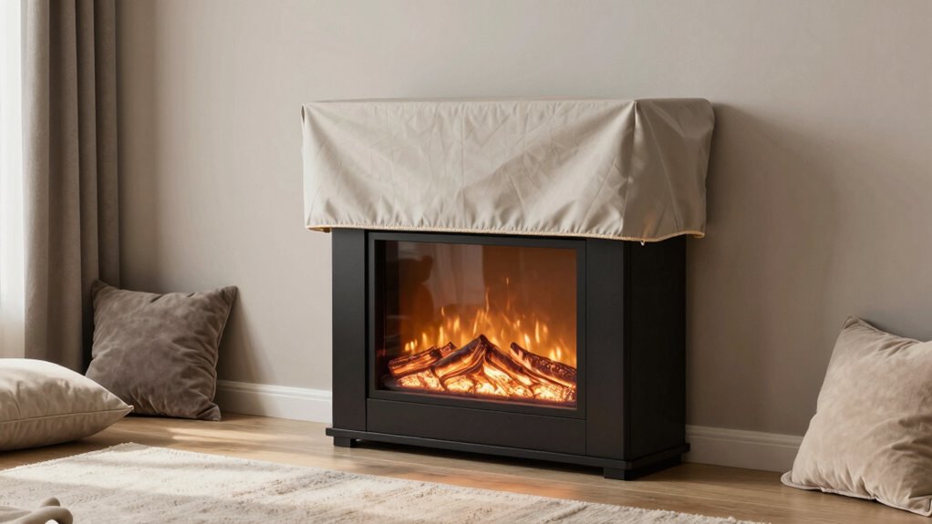 do not cover electric fireplaces