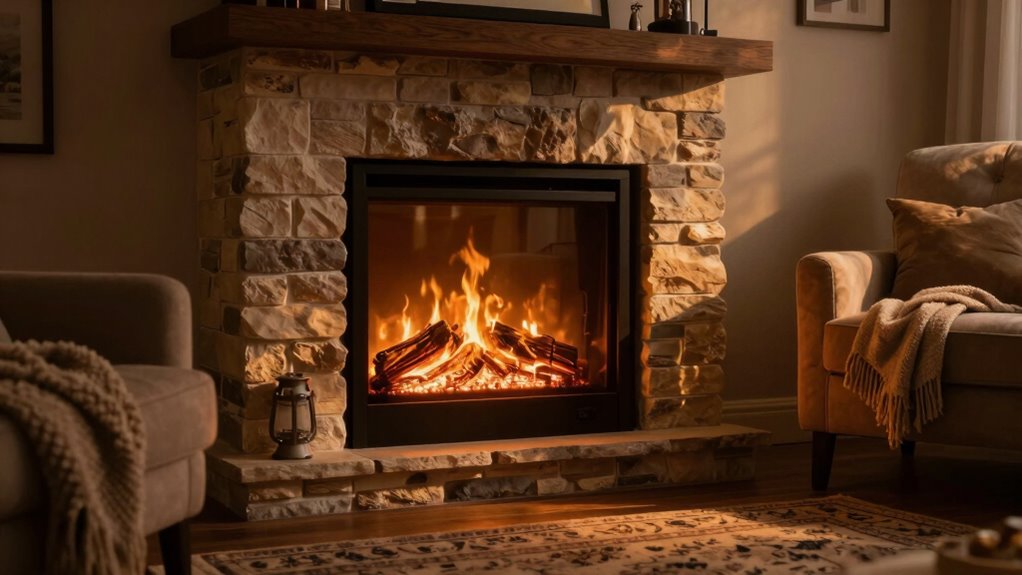electric fireplace creates cozy ambiance
