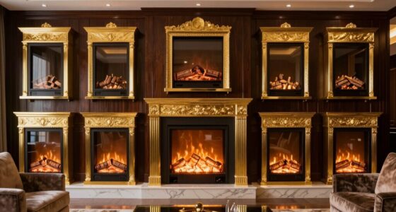 elegant gold trimmed fireplaces