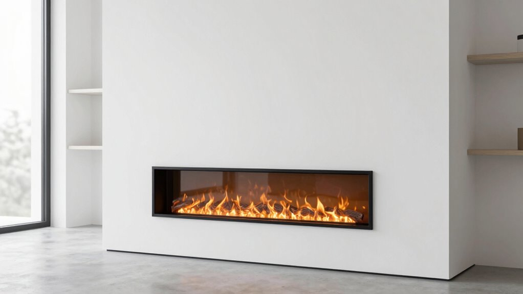 minimalist rustic electric fireplace