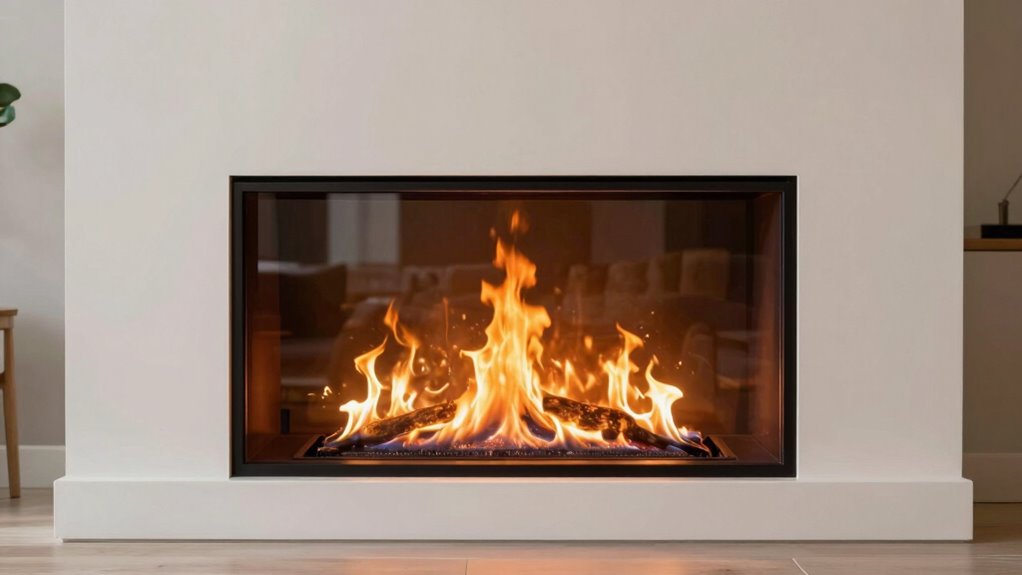 modern safe fireplace glass