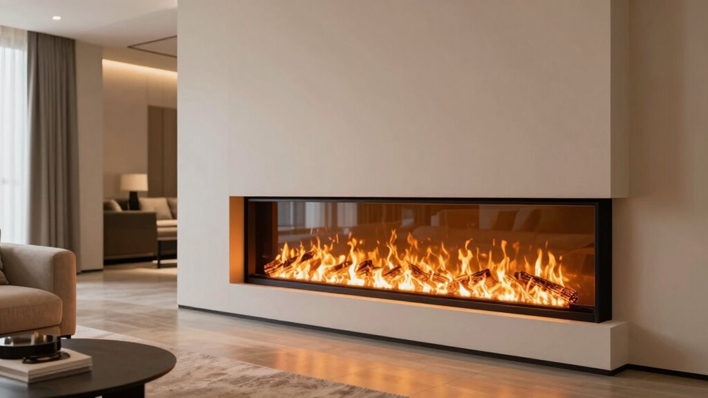 see through fireplace enhances open concept flow