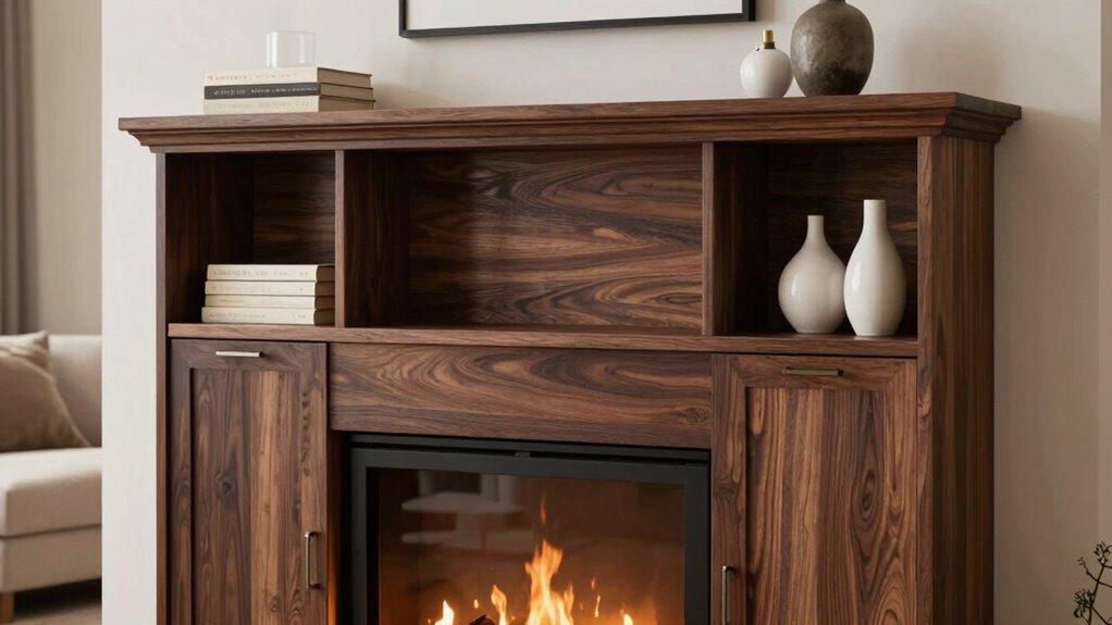 storage integrated fireplace mantels