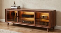 top glass door fireplace stands