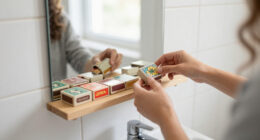She Put Vintage Matchboxes On Her Tiny Bathroom Mirror, And It’s The Cutest Storage I’ve Seen
