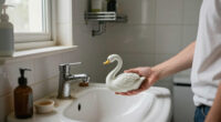 She Used A Ceramic Swan To Hide This Major Bathroom Eyesore