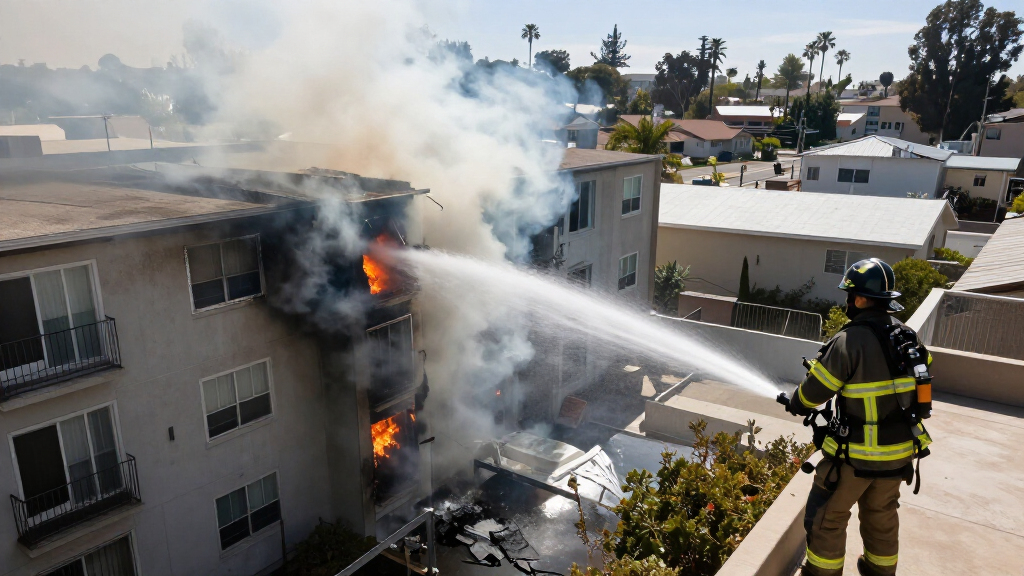 Fire Damages Multi-story Apartment Building Beverly Hills - NBC Los Angeles