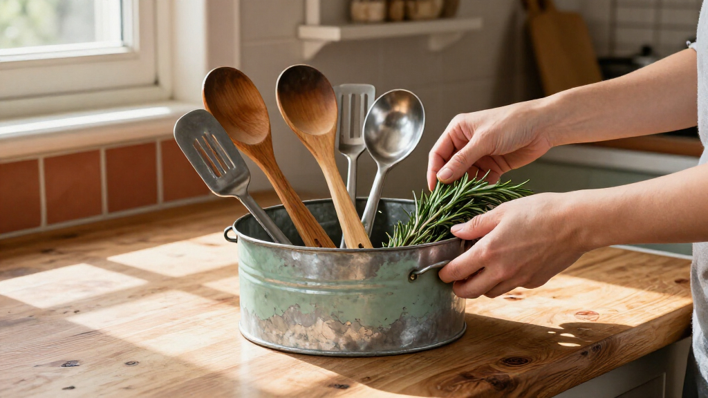Turn An Old Chicken Feeder Into A Utensil Holder For Rustic Kitchens